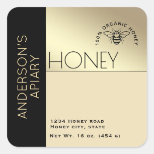 Eenvoudige elegante kleurblok typografie honing vierkante sticker