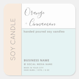 Eenvoudige elegante kleurblok typografie sojakaars vierkante sticker