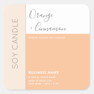 Eenvoudige elegante kleurblok-typografie sojakaars vierkante sticker