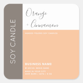 Eenvoudige elegante kleurblok typografie sojakaars vierkante sticker