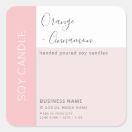 Eenvoudige elegante kleurblok typografie sojakaars vierkante sticker