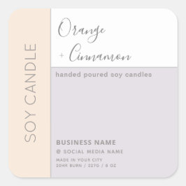 Eenvoudige elegante kleurblok-typografie sojakaars vierkante sticker