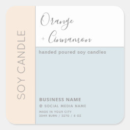 Eenvoudige elegante kleurblok typografie sojakaars vierkante sticker