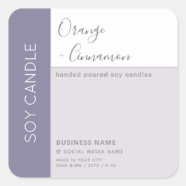 Eenvoudige elegante kleurblok typografie sojakaars vierkante sticker