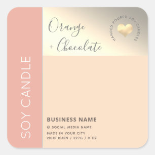 Eenvoudige elegante kleurblok typografie sojakaars vierkante sticker