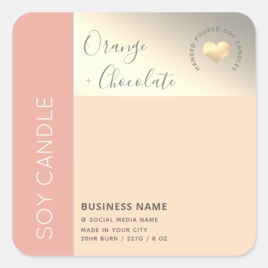 Eenvoudige elegante kleurblok-typografie sojakaars vierkante sticker (Voorkant)