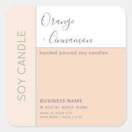 Eenvoudige elegante kleurblok typografie sojakaars vierkante sticker