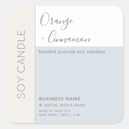 Eenvoudige elegante kleurbloktypografie sojerkaart vierkante sticker