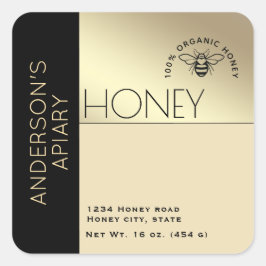 Eenvoudige elegante kleurenblok typografie honing vierkante sticker