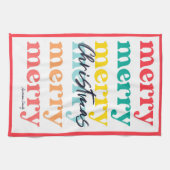 Eenvoudige Elegante Kleurrijke Rode Vrolijke Kerst Theedoek (Horizontaal)