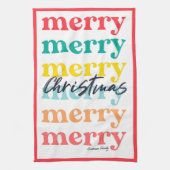Eenvoudige Elegante Kleurrijke Rode Vrolijke Kerst Theedoek (Verticaal)