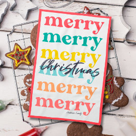 Eenvoudige Elegante Kleurrijke Rode Vrolijke Kerst Theedoek