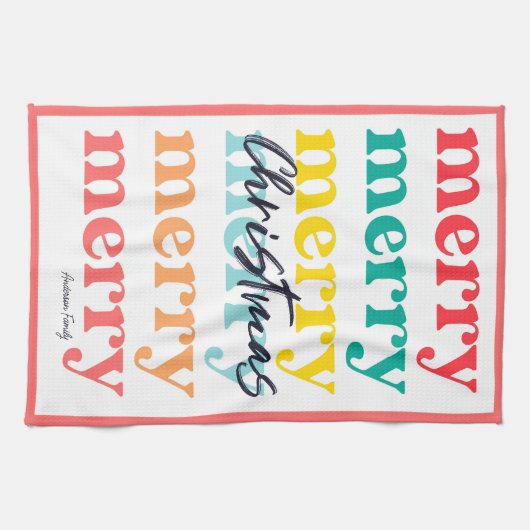 Eenvoudige Elegante Kleurrijke Rode Witte Vrolijke Theedoek (Horizontaal)