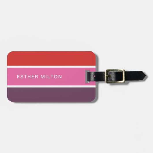 Eenvoudige elegante kleurrijke strepen bagagelabel (Voorkant horizontaal)