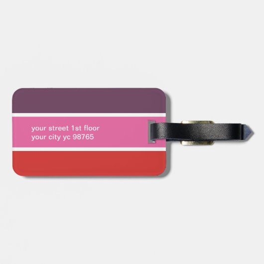 Eenvoudige elegante kleurrijke strepen bagagelabel (Achterkant horizontaal)