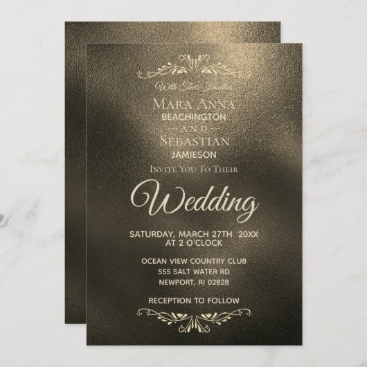 *~* Eenvoudige elegante koper goud iriserende brui Kaart (Voorkant / Achterkant)