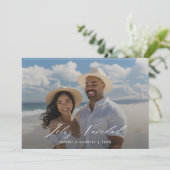 Eenvoudige Elegante Koppel Foto Feliz Navidad Kaar Feestdagenkaart (Staand voorkant)