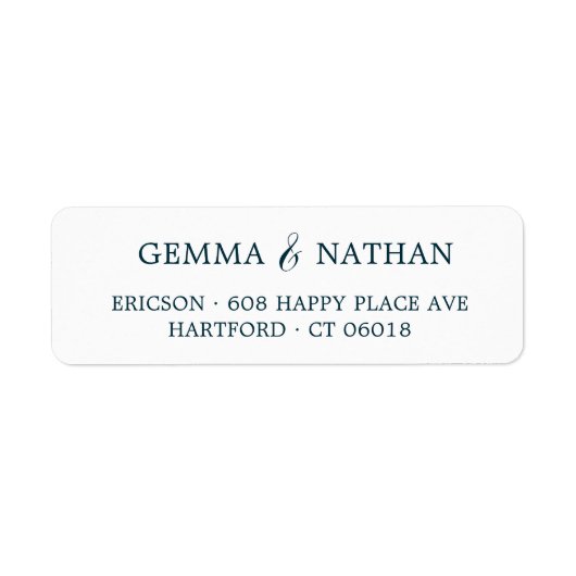 Eenvoudige Elegante Koppels Naam Blauwgroen Terugk Etiket (Voorkant)