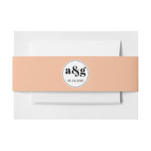 Eenvoudige elegante koraalperzik initialen bruilof