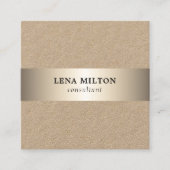 Eenvoudige Elegante Kraft Faux Gold Stripe Consult Vierkante Visitekaartje (Voorkant)
