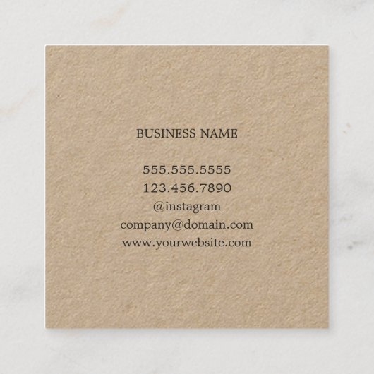 Eenvoudige Elegante Kraft Faux Gold Stripe Consult Vierkante Visitekaartje (Achterkant)