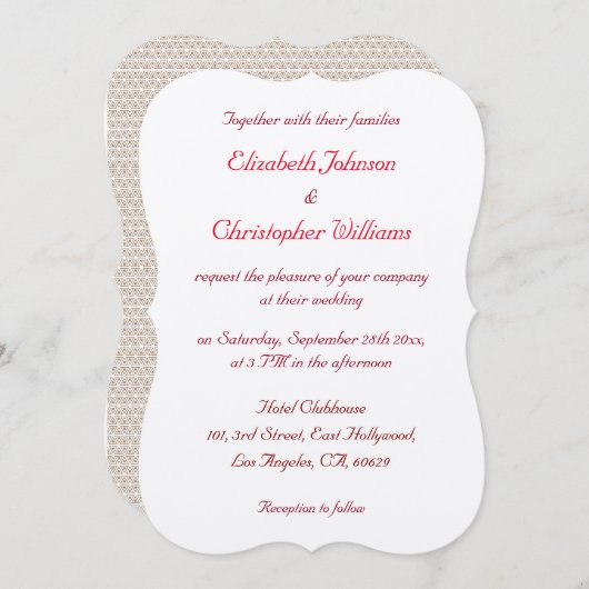 Eenvoudige Elegante Kraft Huwelijksuitnodiging op  Kaart (Voorkant / Achterkant)