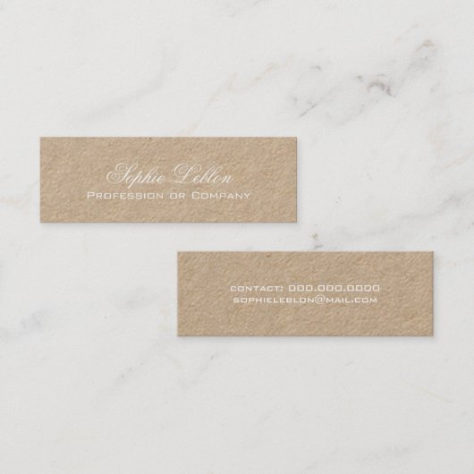 Eenvoudige elegante Kraft Premium Mini Visitekaartje (Voorkant / Achterkant)