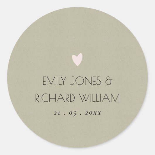 EENVOUDIGE ELEGANTE KRAFT TYPOGRAFIE-TEKST RONDE STICKER (Voorkant)