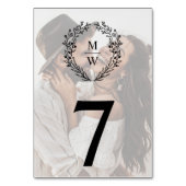 Eenvoudige Elegante Krans 2-Foto Tekst Overlay Wed Kaart (Achterkant)