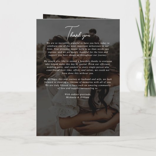 Eenvoudige elegante krans 4-foto tekst overlay bru programma (Achterkant)