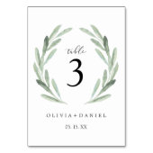 Eenvoudige Elegante Krans Greenery Trouwtafel Kaart (Achterkant)
