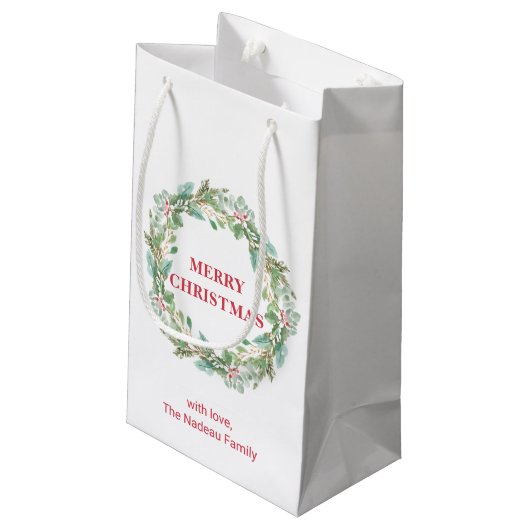 Eenvoudige Elegante krans Moderne Kerstmis Klein Cadeauzakje (Achterkant Gekanteld)