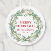 Eenvoudige Elegante krans Vreugde Moderne Kerstmis Bedankjes Labels (Voorkant)