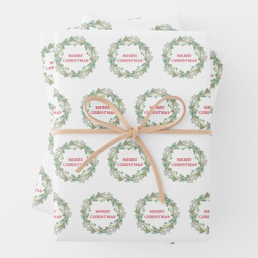 Eenvoudige Elegante krans Vreugde Moderne Kerstmis Inpakpapier Vel (In situ)