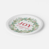Eenvoudige Elegante krans Vreugde Moderne Kerstmis Papieren Bordje (Gekanteld)