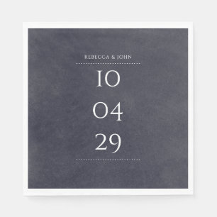 Eenvoudige elegante krijtbord speciale datum bruil servet