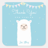 Eenvoudige elegante lama alpaca dank u voor het ko vierkante sticker (Voorkant)