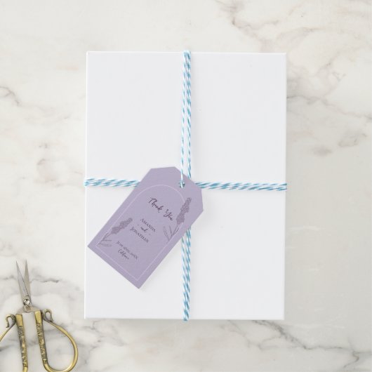 Eenvoudige elegante lavendel bloeit bruiloft cadeaulabel (Met Touw)