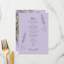 Eenvoudige elegante lavendel bloeit bruiloft menu