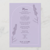 Eenvoudige elegante lavendel bloeit bruiloft menu (Voorkant)