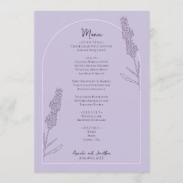 Eenvoudige elegante lavendel bloeit bruiloft menu