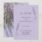 Eenvoudige elegante lavendel bloeit de datum op kaart (Voorkant / Achterkant)