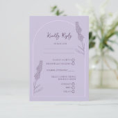 Eenvoudige Elegante Lavendel Blooms Bruiloft RSVP Informatiekaartje (Staand voorkant)