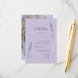 Eenvoudige Elegante Lavendel Blooms Bruiloft RSVP Informatiekaartje