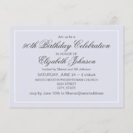 Eenvoudige elegante lavendel en witte 90e verjaard kaart