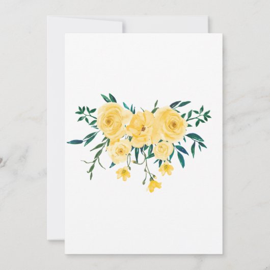 Eenvoudige elegante lente-gele bloemen bruiloft kaart (Achterkant)