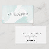 Eenvoudige elegante lichtblauwe Waterverf sociale  Visitekaartje (Voorkant / Achterkant)
