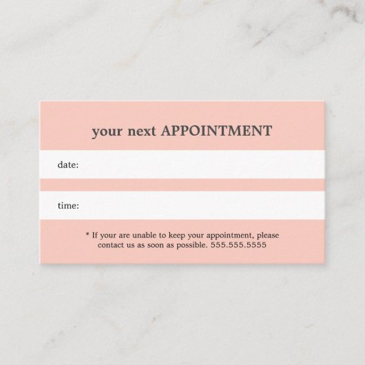 Eenvoudige elegante lichte pastelschoonheid afsprakenkaartje (Voorkant)
