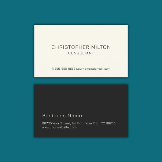 Eenvoudige elegante lichtgele zwarte consultant visitekaartje