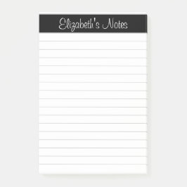 Eenvoudige elegante lichtgrijze naam op maat post-it® notes